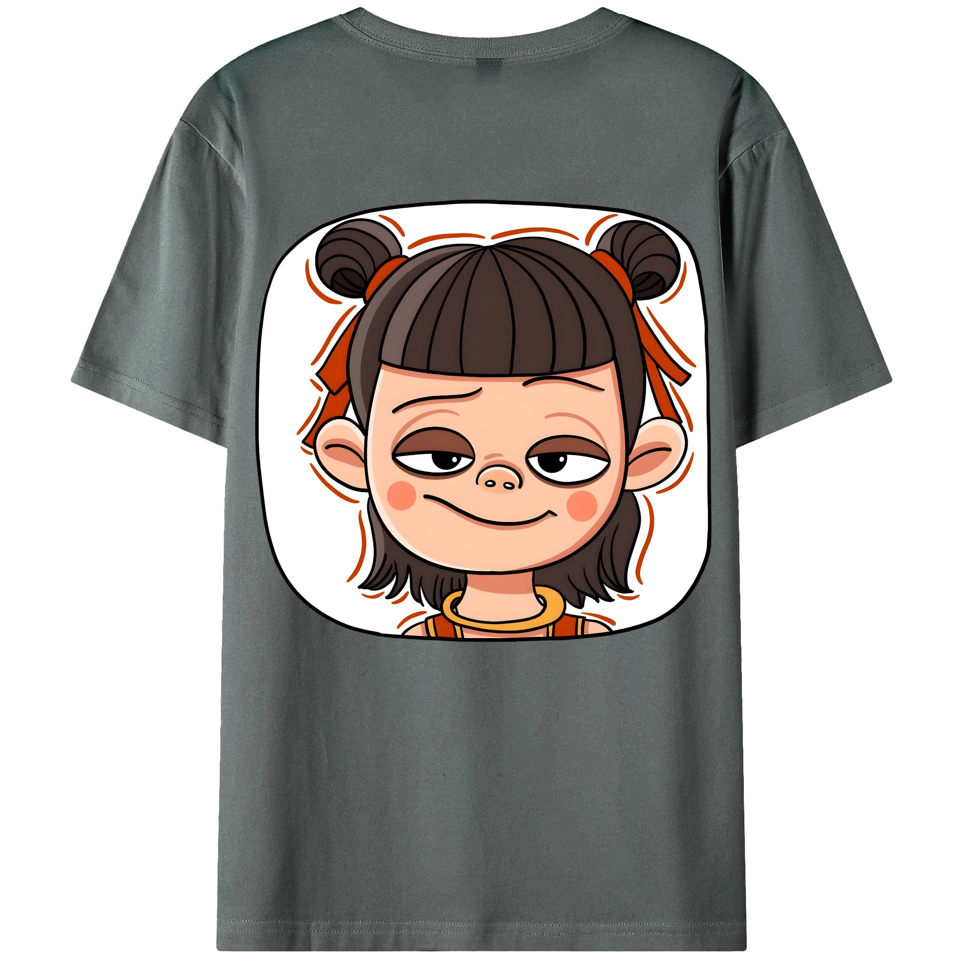 （画像用） Ne Zha 2 ナタ 魔童の大暴れ 綿100％ メンズ半袖Tシャツ（バックプリント） 通気性